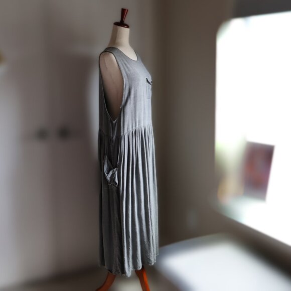 Vintage Limited Express Drop Waist Cottage Dress Lagenlook Gray NEEDS REPAIR - Picture 5 of 10